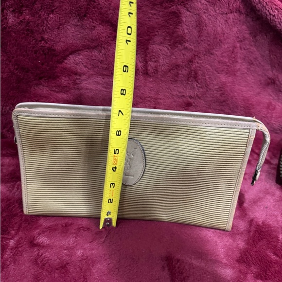 YSL Large Vintage Clutch - Dark Gold and Tan with monogrammed lining - Picture 12 of 16